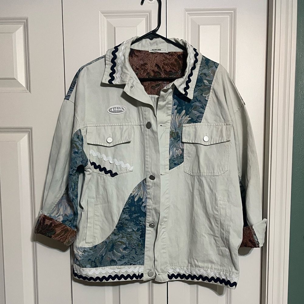 Aelfric Eden RARE Tapestry Patchwork Vintage Style Denim Shirt Jacket Unisex L